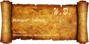 Wanger Dénes névjegykártya